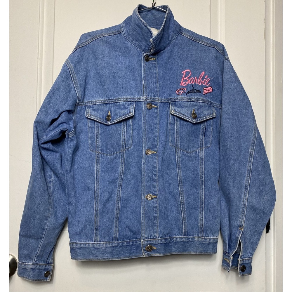 Vintage Jerry Leigh 1995 Barbie Denim Jacket Embroidered Womens Size Small